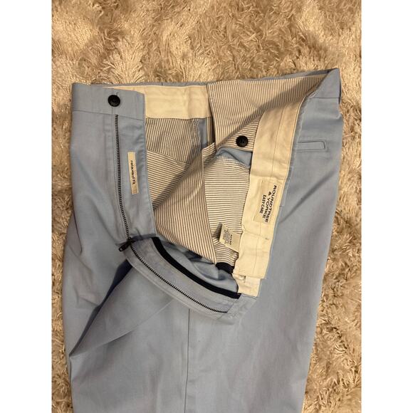 Roundtree & Yorke Pants Mens 32X30 Baby Blue Flat Front Chino Relaxed Fit Cotto - Picture 5 of 6